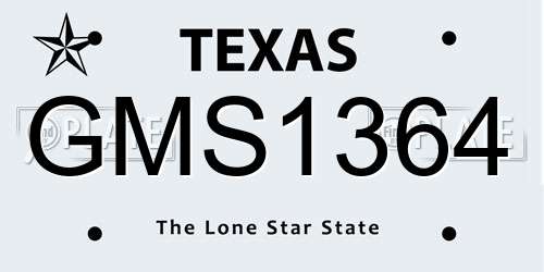 GMS1364 Texas License Plate
