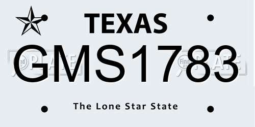 GMS1783 Texas License Plate