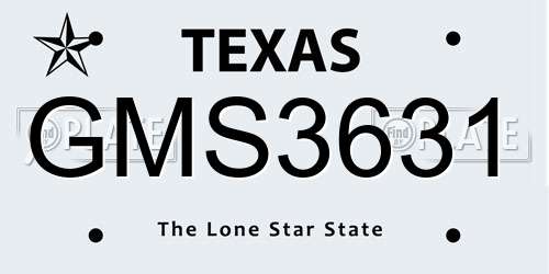GMS3631 Texas License Plate