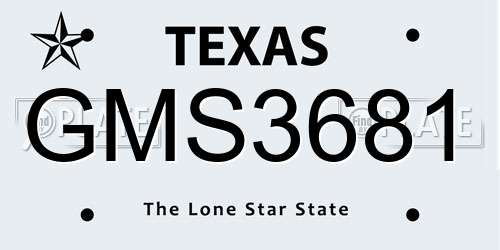 GMS3681 Texas License Plate