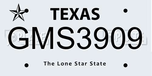 GMS3909 Texas License Plate