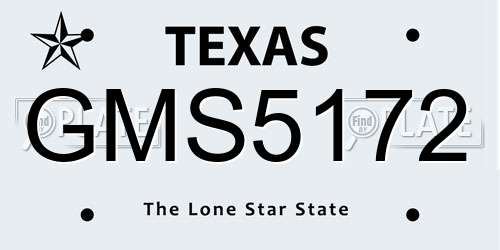 GMS5172 Texas License Plate