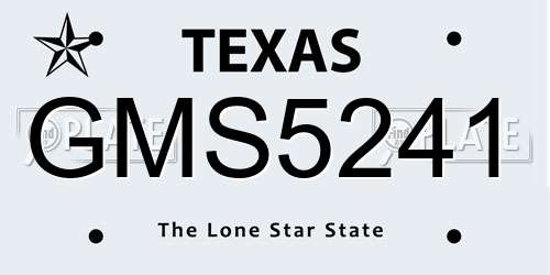 GMS5241 Texas License Plate