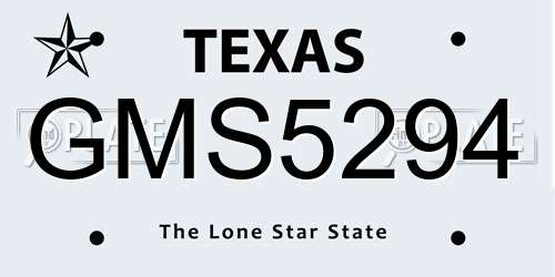 GMS5294 Texas License Plate