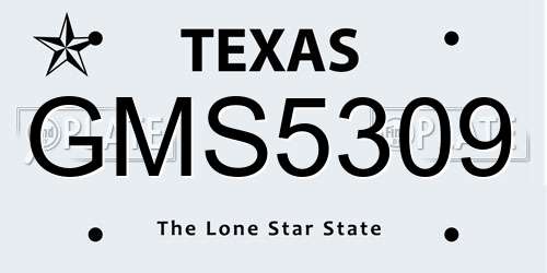 GMS5309 Texas License Plate