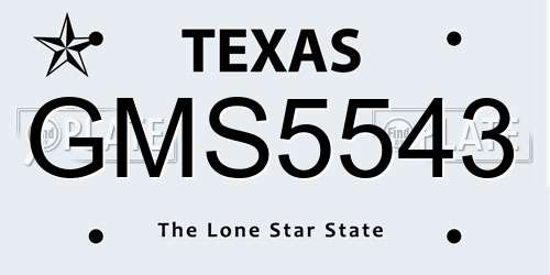 GMS5543 Texas License Plate