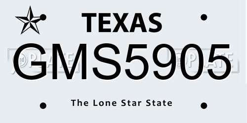 GMS5905 Texas License Plate