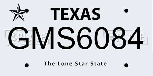 GMS6084 Texas License Plate