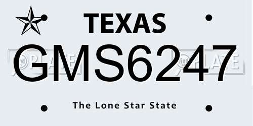 GMS6247 Texas License Plate
