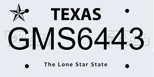 GMS6443 Texas License Plate