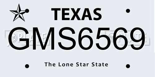 GMS6569 Texas License Plate