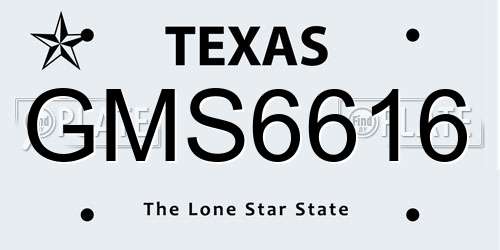 GMS6616 Texas License Plate