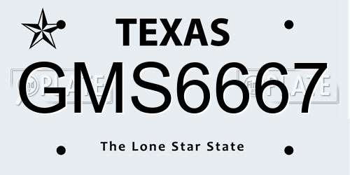 GMS6667 Texas License Plate