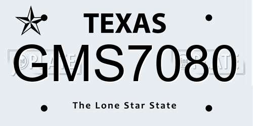 GMS7080 Texas License Plate