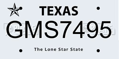 GMS7495 Texas License Plate