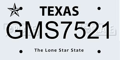 GMS7521 Texas License Plate
