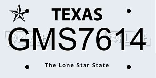 GMS7614 Texas License Plate