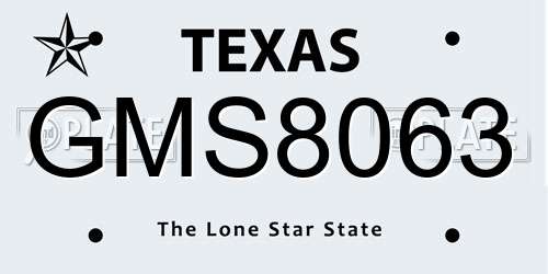 GMS8063 Texas License Plate