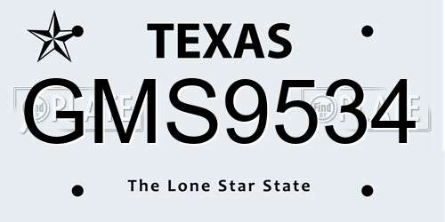 GMS9534 Texas License Plate