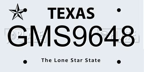GMS9648 Texas License Plate