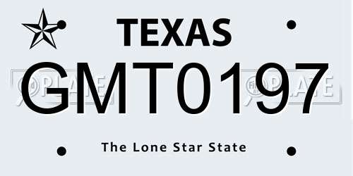 GMT0197 Texas License Plate
