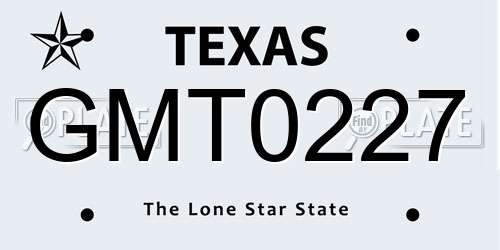GMT0227 Texas License Plate
