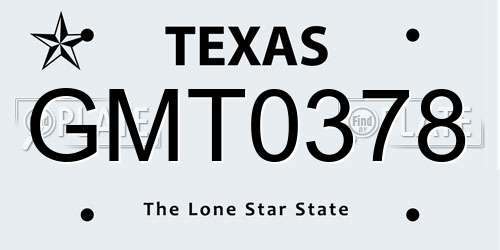 GMT0378 Texas License Plate