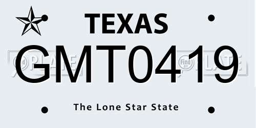 GMT0419 Texas License Plate