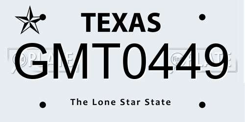GMT0449 Texas License Plate