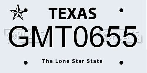 GMT0655 Texas License Plate