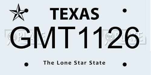 GMT1126 Texas License Plate
