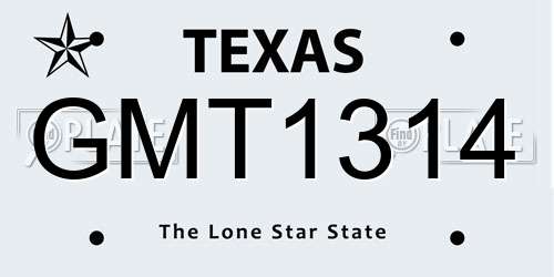 GMT1314 Texas License Plate