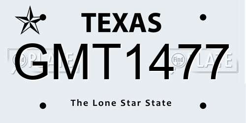 GMT1477 Texas License Plate