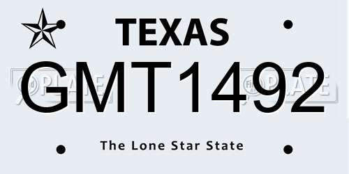 GMT1492 Texas License Plate