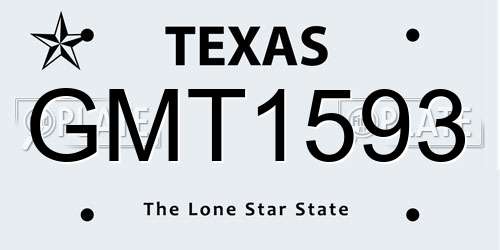 GMT1593 Texas License Plate