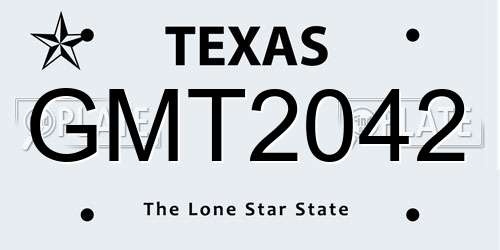 GMT2042 Texas License Plate