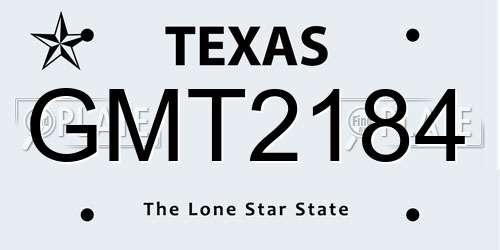 GMT2184 Texas License Plate