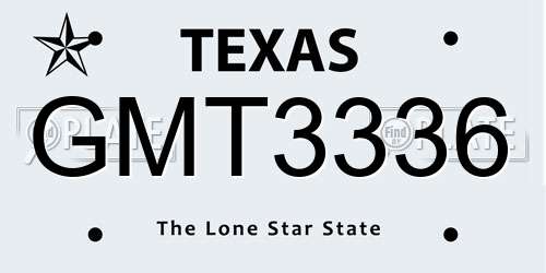 GMT3336 Texas License Plate