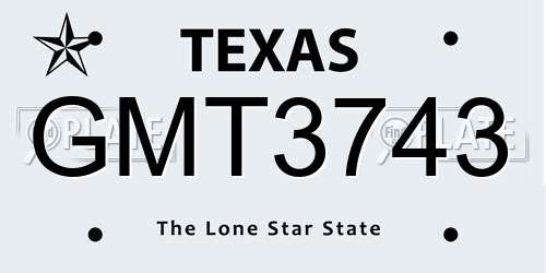 GMT3743 Texas License Plate