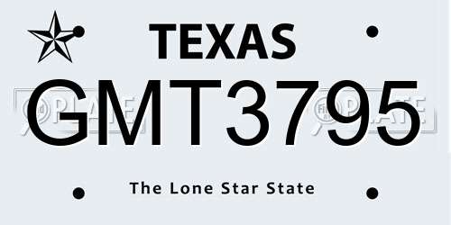 GMT3795 Texas License Plate