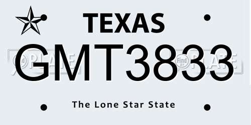 GMT3833 Texas License Plate