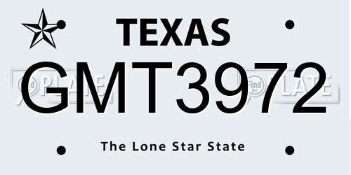 GMT3972 Texas License Plate