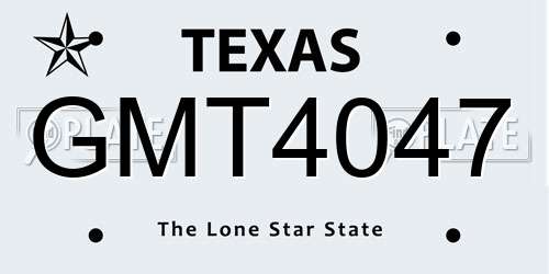 GMT4047 Texas License Plate