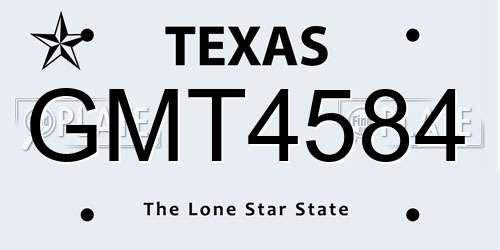 GMT4584 Texas License Plate