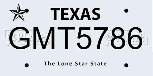 GMT5786 Texas License Plate