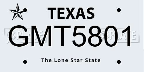 GMT5801 Texas License Plate