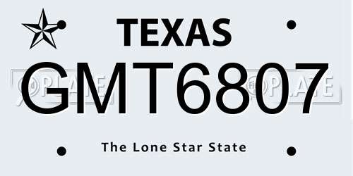 GMT6807 Texas License Plate