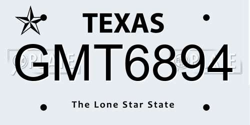 GMT6894 Texas License Plate