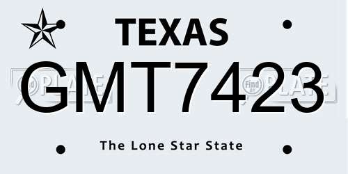 GMT7423 Texas License Plate