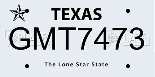 GMT7473 Texas License Plate